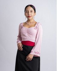BLUSA TULLPUY ROSA PINTADA A MANO