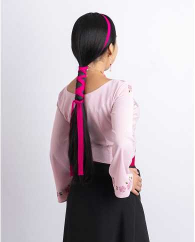 BLUSA TULLPUY ROSA PINTADA A MANO