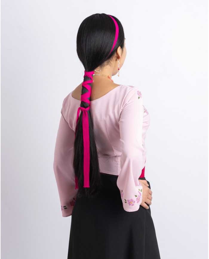 BLUSA TULLPUY ROSA PINTADA A MANO