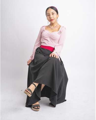 BLUSA TULLPUY ROSA PINTADA A MANO