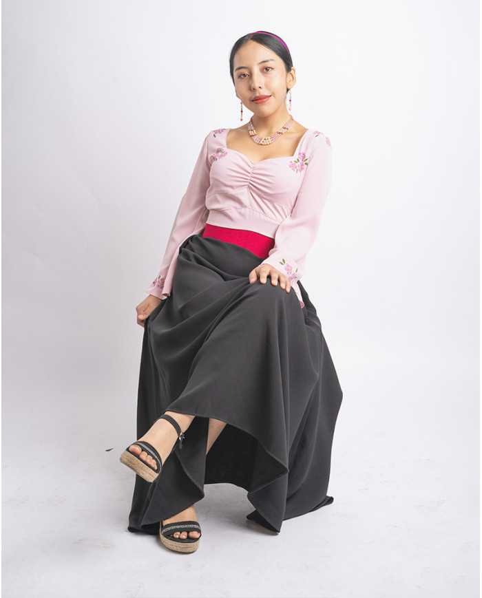 BLUSA TULLPUY ROSA PINTADA A MANO