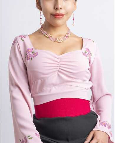 BLUSA TULLPUY ROSA PINTADA A MANO