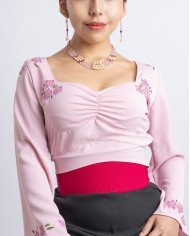 BLUSA TULLPUY ROSA PINTADA A MANO