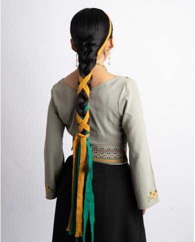 BLUSA TULLPUY VERDE PINTADA A MANO