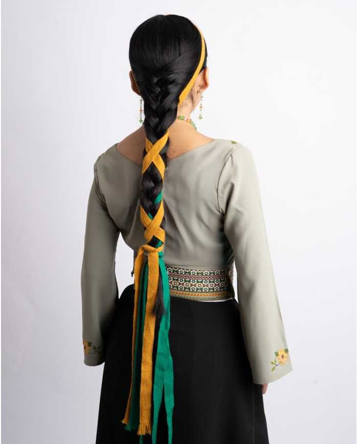 BLUSA TULLPUY VERDE PINTADA A MANO