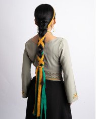 BLUSA TULLPUY VERDE PINTADA A MANO