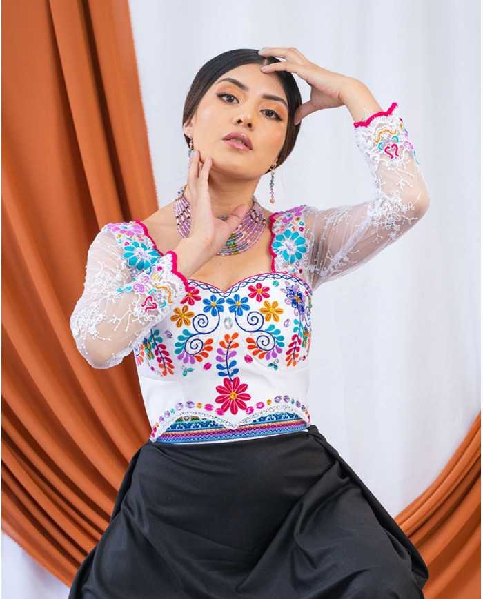 CORSET PACHAKUTIY COLORES DECORADO EN PEDRERÍA