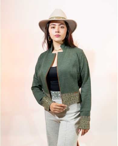 CHAQUETA TEJIDA NINA VERDE OLIVA