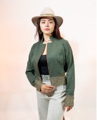 CHAQUETA TEJIDA NINA VERDE OLIVA