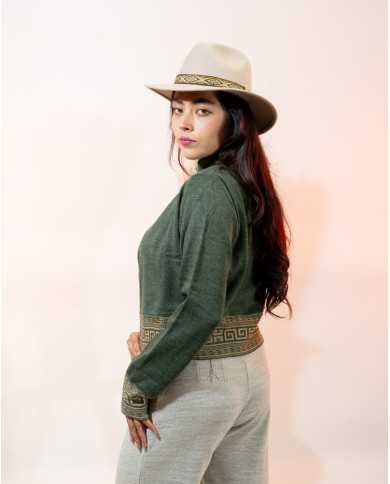 CHAQUETA TEJIDA NINA VERDE OLIVA