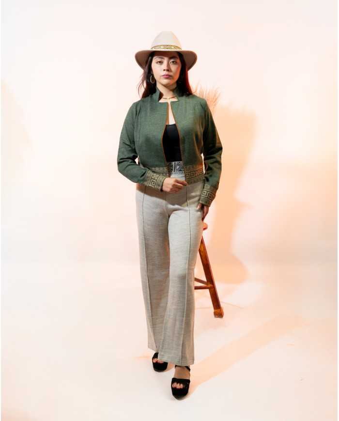 CHAQUETA TEJIDA NINA VERDE OLIVA