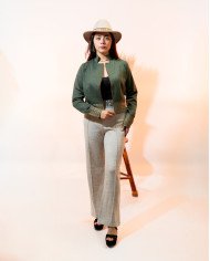 CHAQUETA TEJIDA NINA VERDE OLIVA