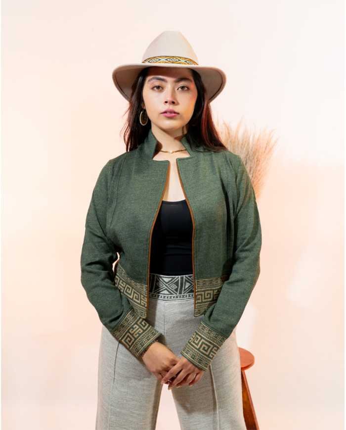 CHAQUETA TEJIDA NINA VERDE OLIVA