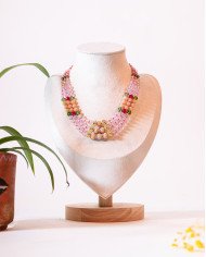 COLLAR Y ARETES TULLPUY ROSA CRISTALES