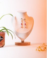 COLLAR Y ARETES TULLPUY ROSA CRISTALES