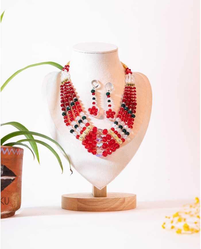 COLLAR Y ARETES SUMAK KAWIÑA CRISTALES