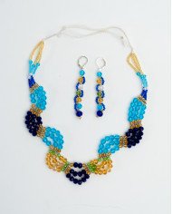 COLLAR Y ARETES CHAKIRA AZUL CRISTALES