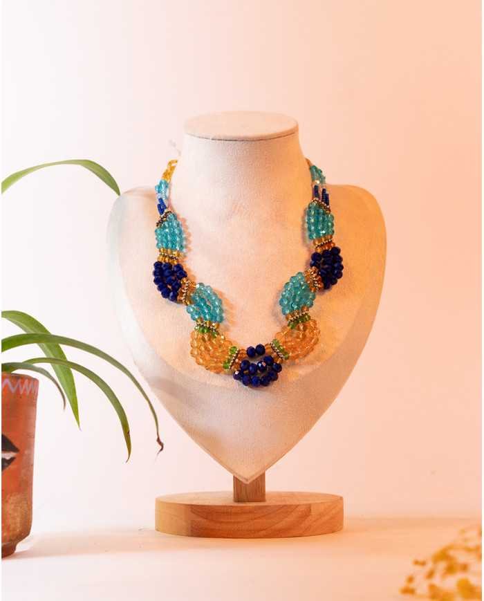 COLLAR Y ARETES CHAKIRA AZUL CRISTALES