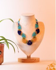 COLLAR Y ARETES CHAKIRA AZUL CRISTALES