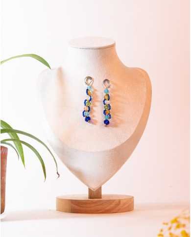 COLLAR Y ARETES CHAKIRA AZUL CRISTALES