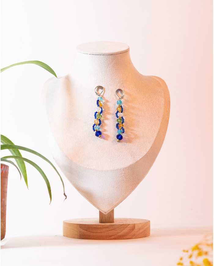 COLLAR Y ARETES CHAKIRA AZUL CRISTALES