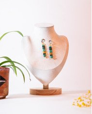 COLLAR Y ARETES PUCHKA TURQUESA CRISTALES