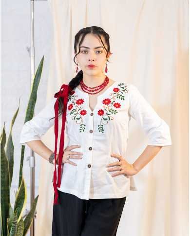 BLUSON PUKA LINO BORDADO ORLÓN (XS)