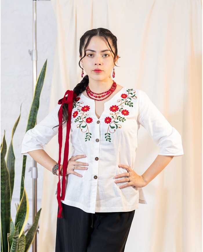 BLUSON PUKA LINO BORDADO ORLÓN (XS)
