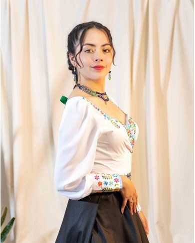 BLUSA INTI BLANCO BORDADO SEDA