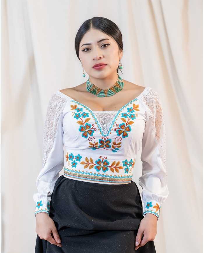 BLUSA ALLPA TURQUESA BORDADO ORLÓN