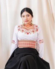 BLUSA WAYRA NARANJA BORDADO SEDA