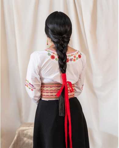 BLUSA WAYRA NARANJA BORDADO SEDA