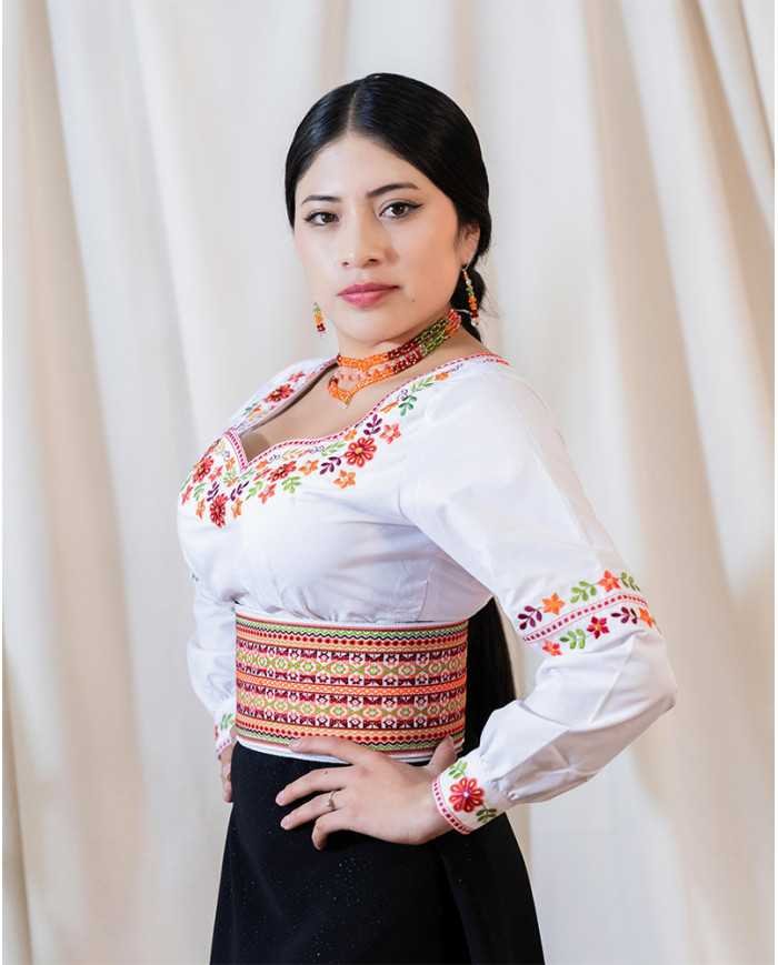 BLUSA WAYRA NARANJA BORDADO SEDA