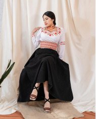 BLUSA WAYRA NARANJA BORDADO SEDA