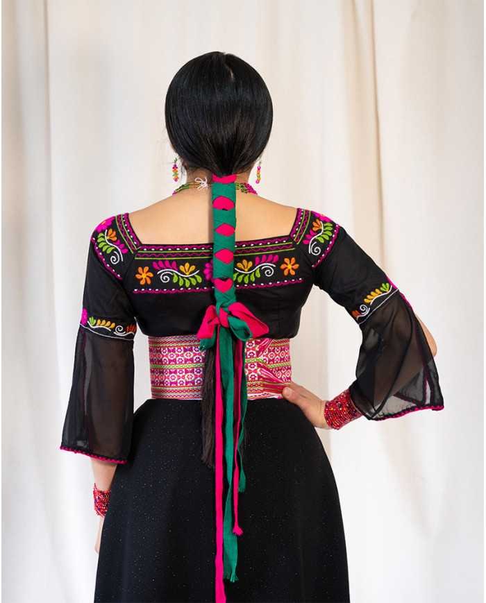 BLUSA NINA FUCSIA BORDADO ORLÓN