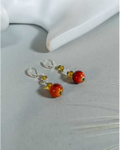 COLLAR Y ARETES ALLPA MOSTAZA CRISTALES