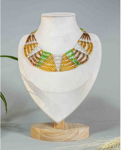 COLLAR Y ARETES ALLPA MOSTAZA CRISTALES