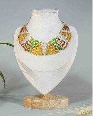 COLLAR Y ARETES ALLPA MOSTAZA CRISTALES