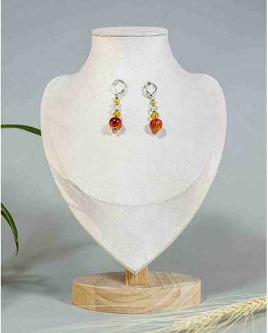 COLLAR Y ARETES ALLPA MOSTAZA CRISTALES