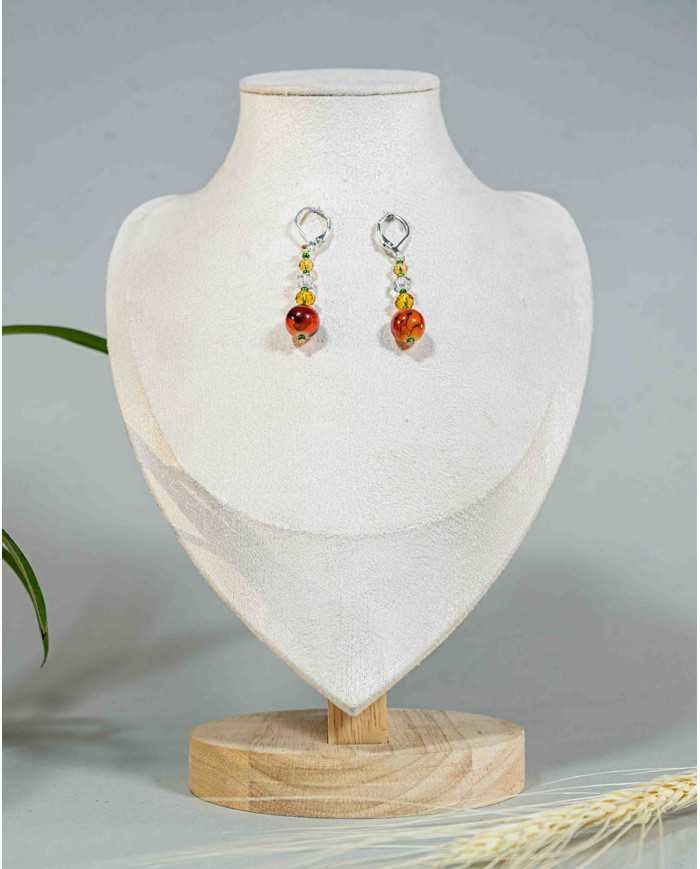 COLLAR Y ARETES ALLPA MOSTAZA CRISTALES