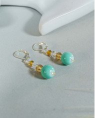 COLLAR Y ARETES ALLPA TURQUESA CRISTALES