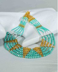 COLLAR Y ARETES ALLPA TURQUESA CRISTALES