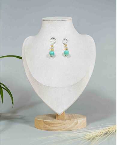 COLLAR Y ARETES ALLPA TURQUESA CRISTALES