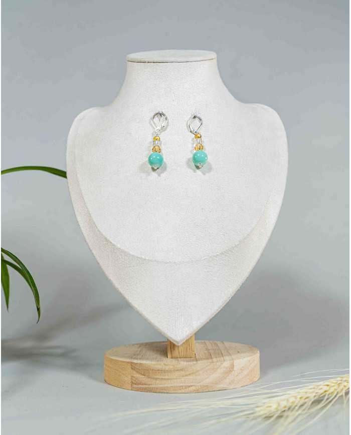 COLLAR Y ARETES ALLPA TURQUESA CRISTALES