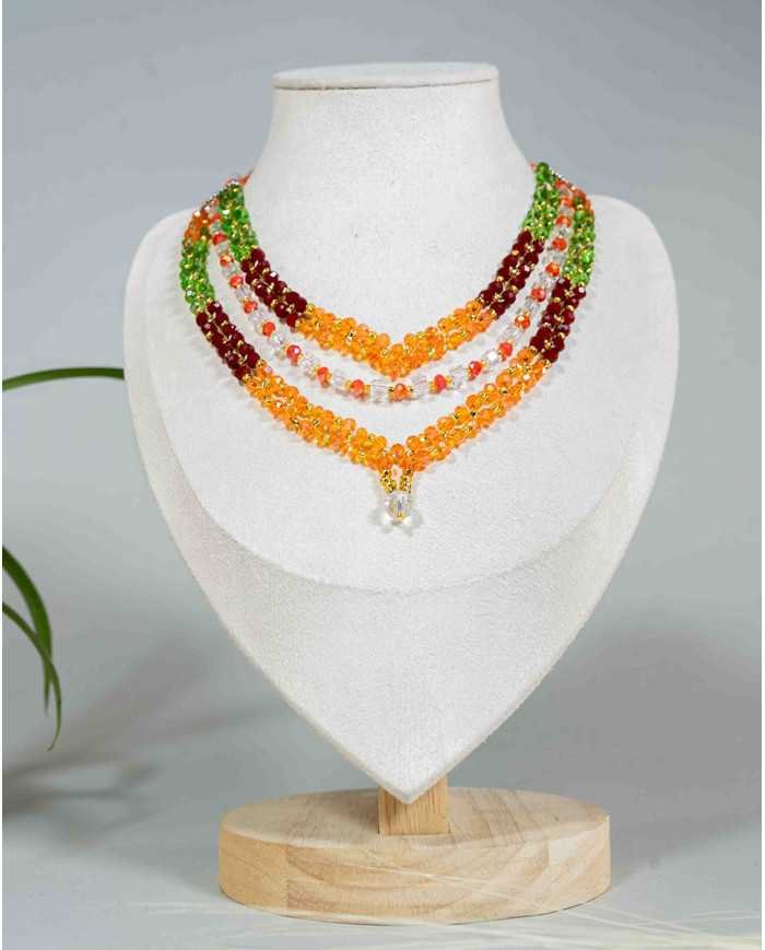 COLLAR Y ARETES WAYRA NARANJA CRISTALES