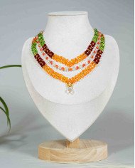 COLLAR Y ARETES WAYRA NARANJA CRISTALES