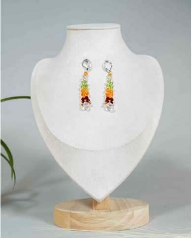 COLLAR Y ARETES WAYRA NARANJA CRISTALES