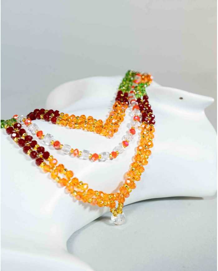 COLLAR Y ARETES WAYRA NARANJA CRISTALES