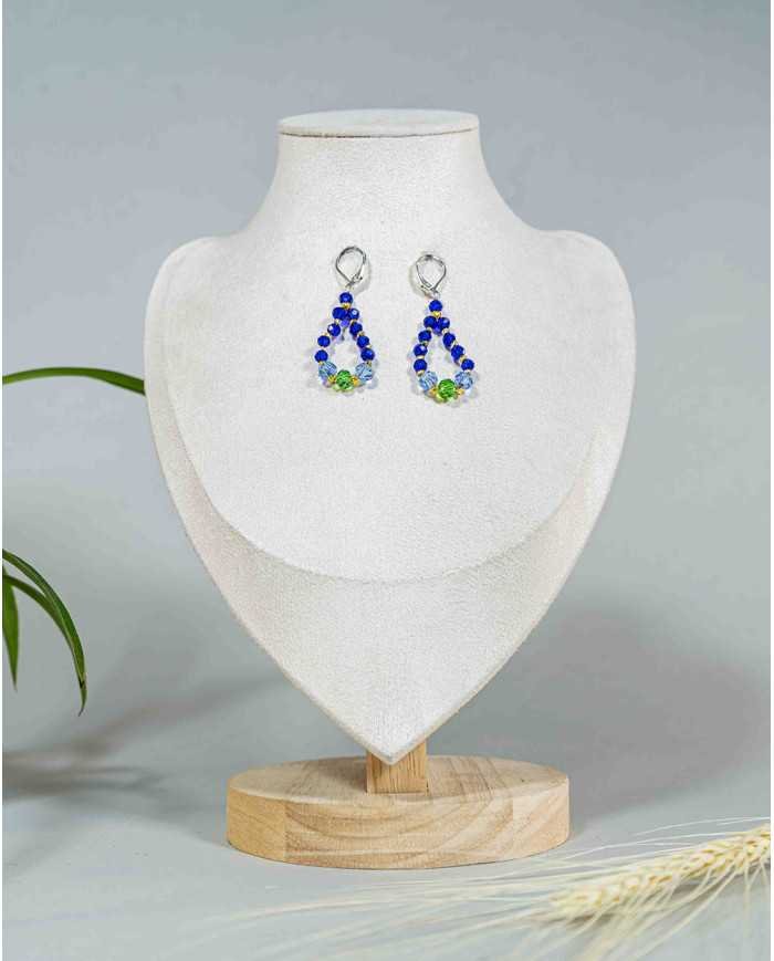 COLLAR Y ARETES YAKU AZUL CRISTALES