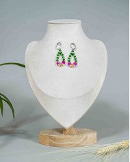 COLLAR Y ARETES YAKU VERDE CRISTALES